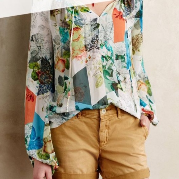 Anthropologie Tops - Anthropologie Leifsdottier Silk floral blouse